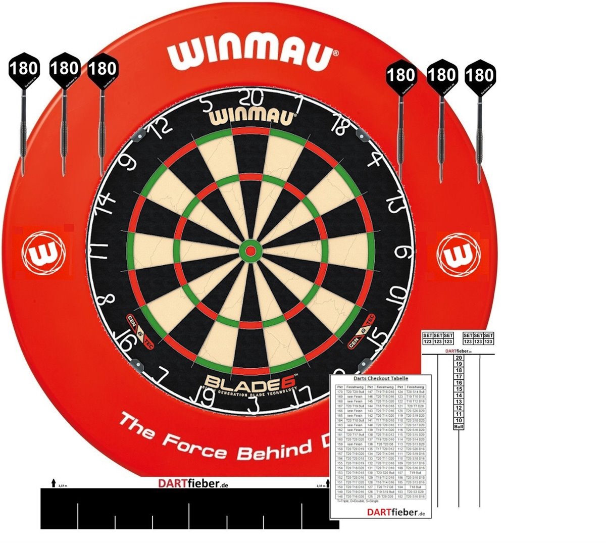Mega Starter-Set Dartboard Bristle Board Surround ROT Abwurflinie 2Set Darts  Bristle Board