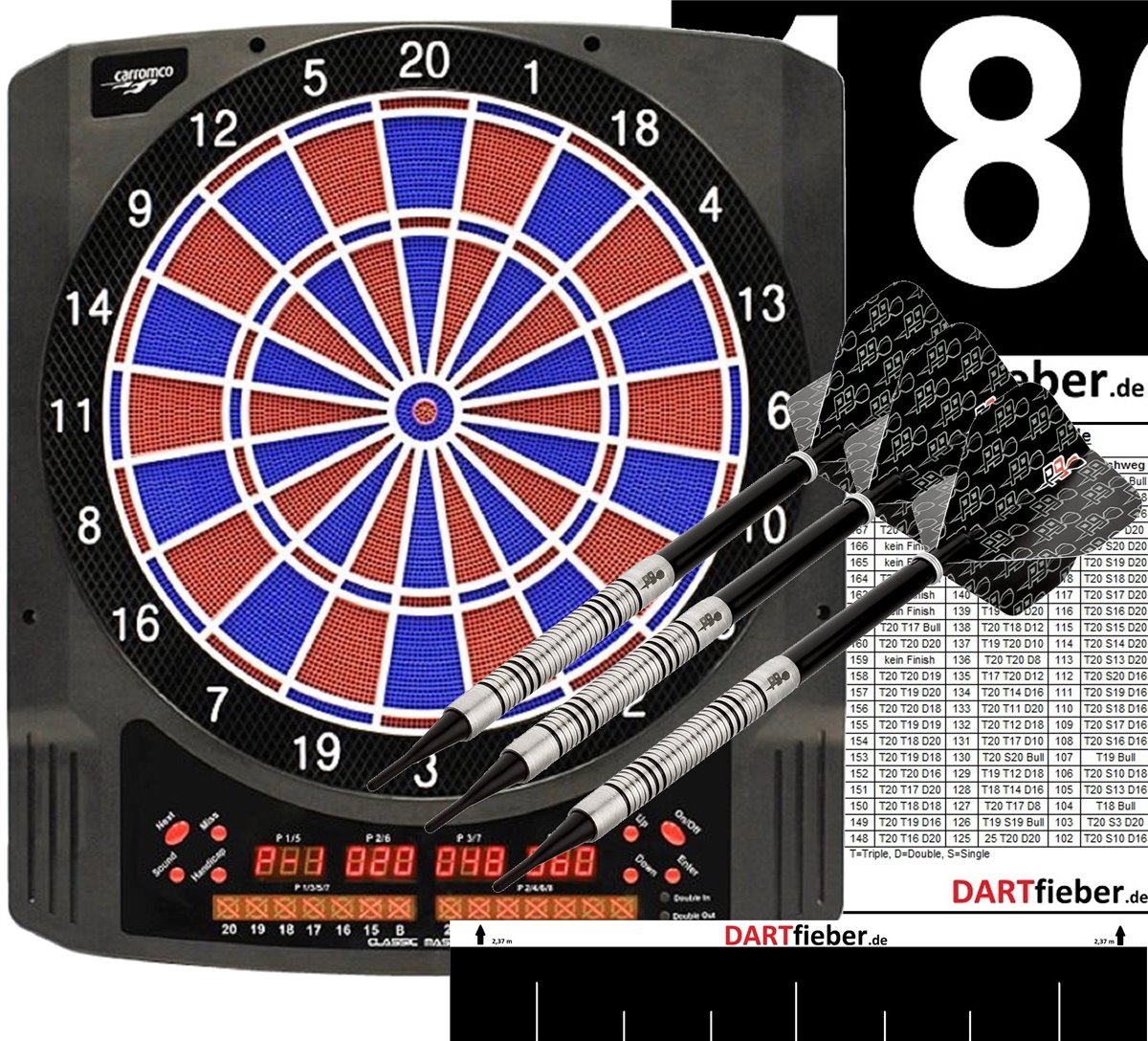 Mega Starter Set E-Dart Carromco Dartautomat Classic Master II E-Dartscheibe